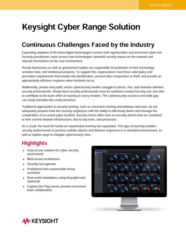 Keysight Cyber Range Solution PDF Asset Page Keysight